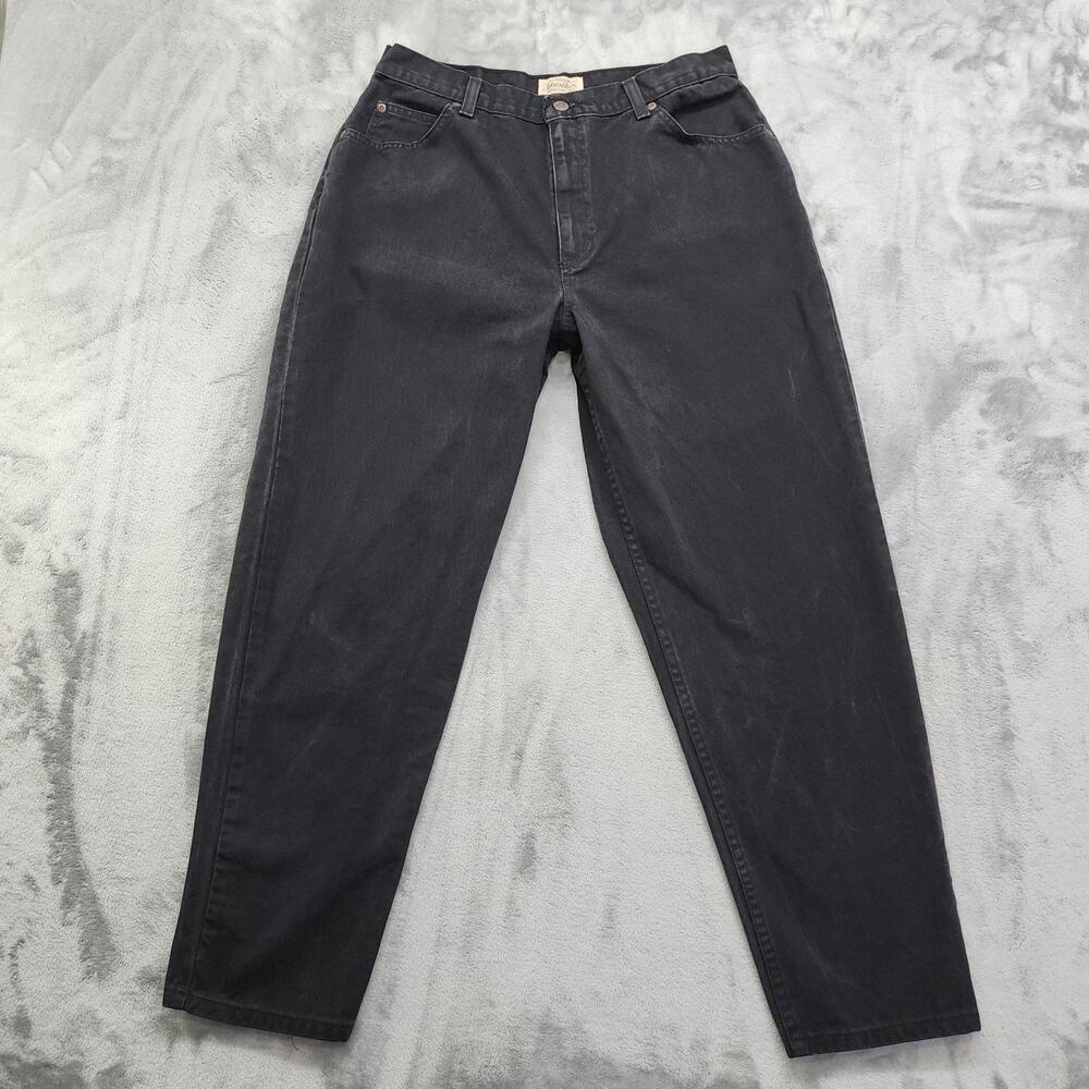 Vintage 80s 90s St John's Bay Jeans Womens 16 Petite Black High Rise Tapered Leg